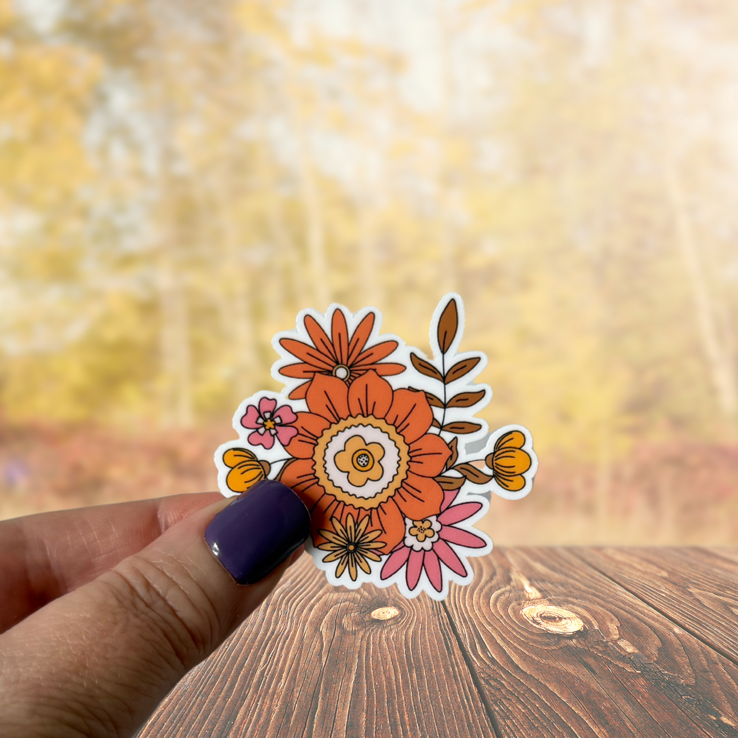 Fall Flowers #2 Waterproof Vinyl Sticker