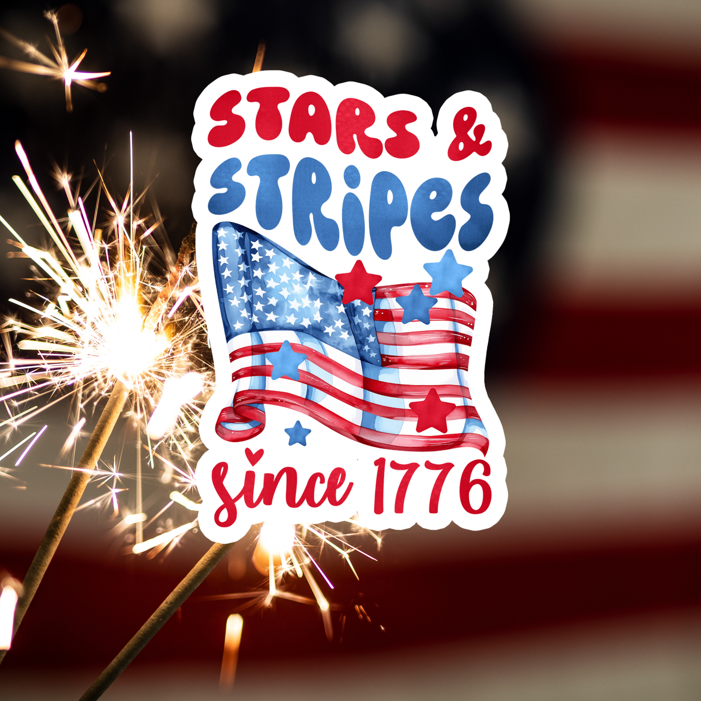 Patriotic Waterproof Vinyl Sticker - Stars & Stripes