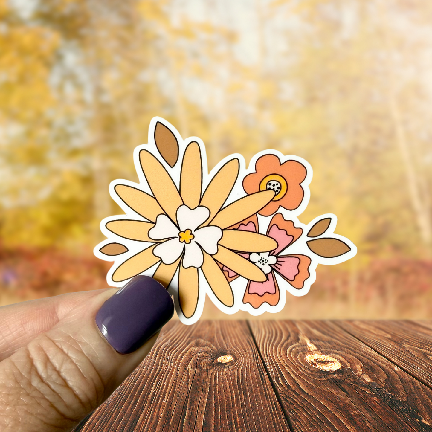 Fall Flowers Waterproof Vinyl Sticker