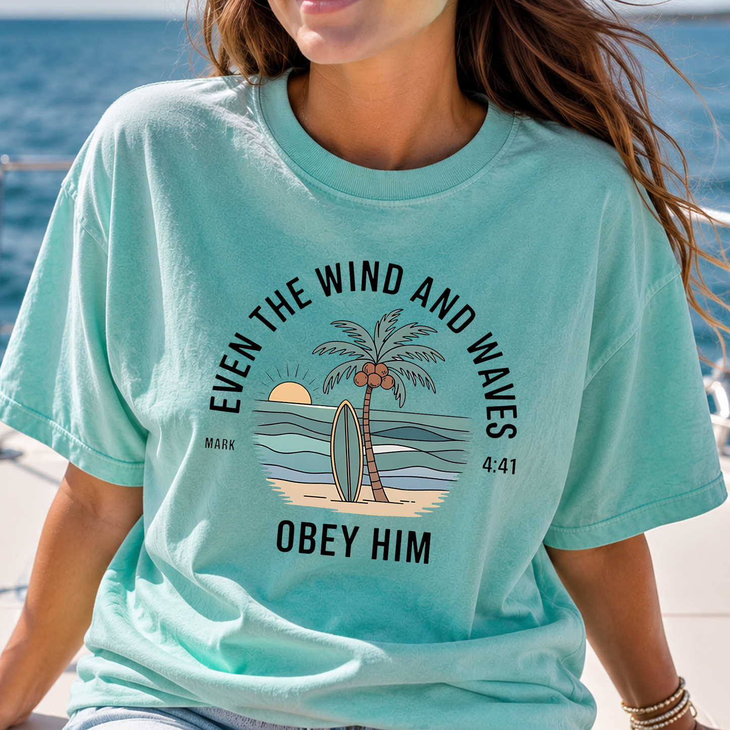 Mark 4:41 on Lagoon Blue Tee