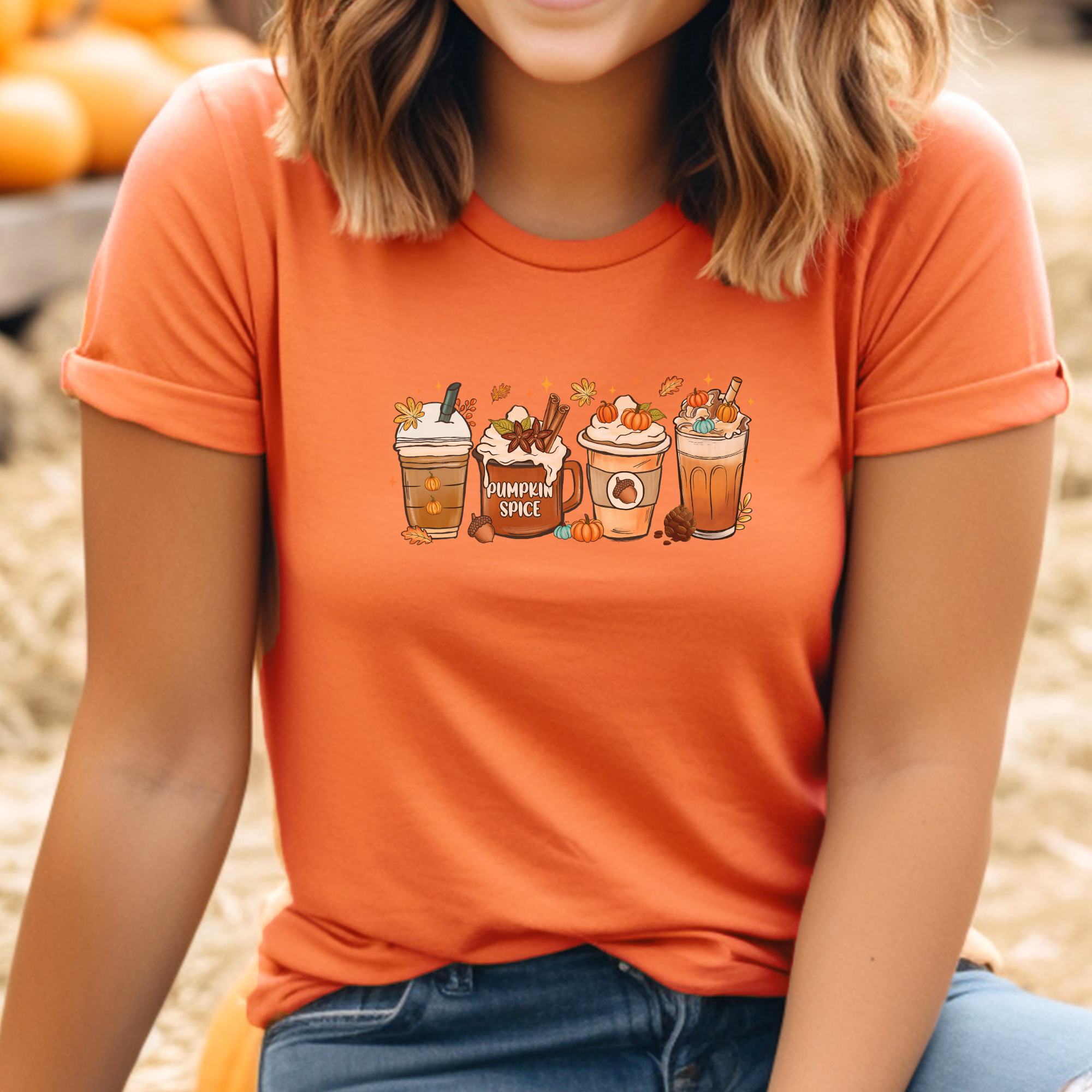 Pumpkin Spice on Orange Heather Tee