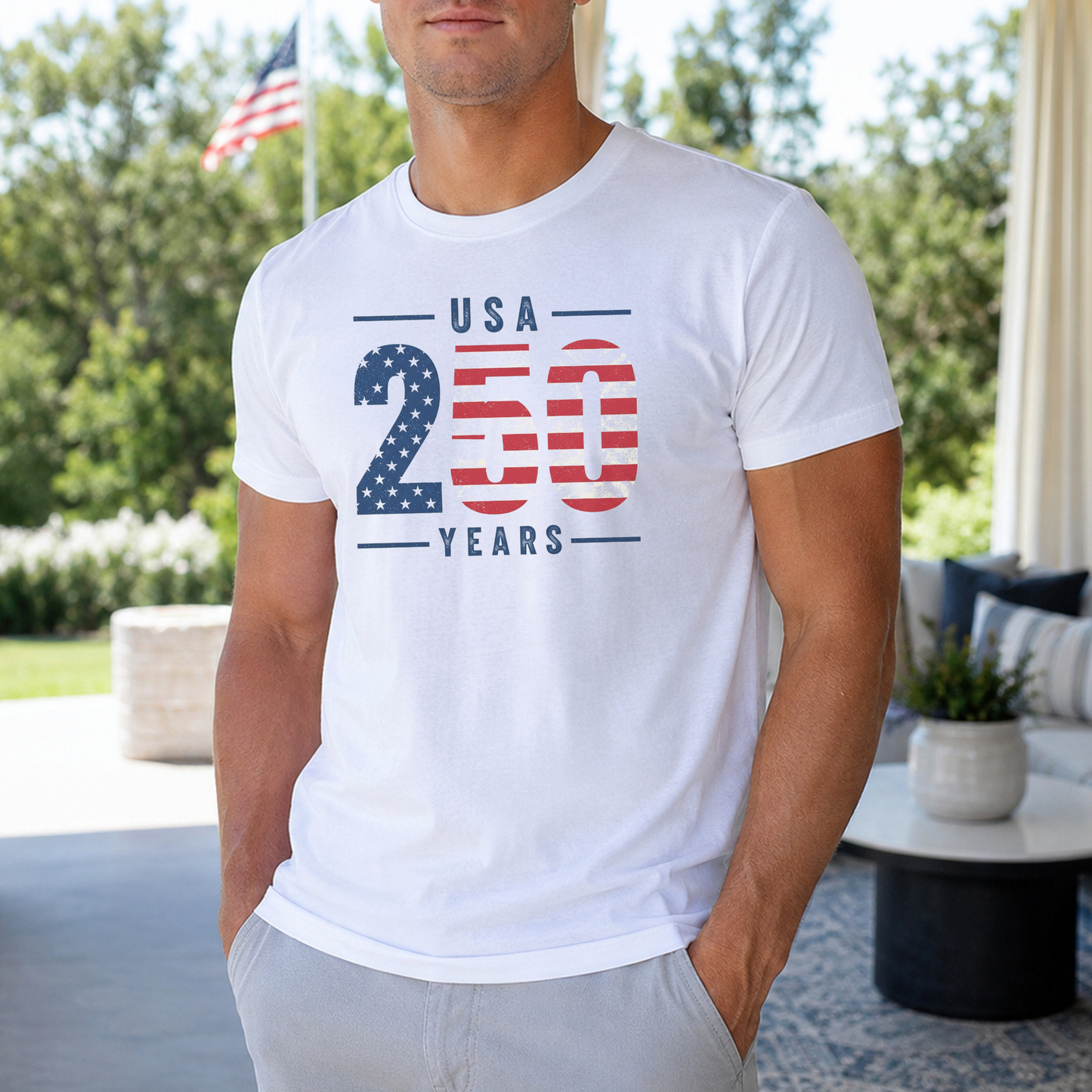USA 250 on White Tee