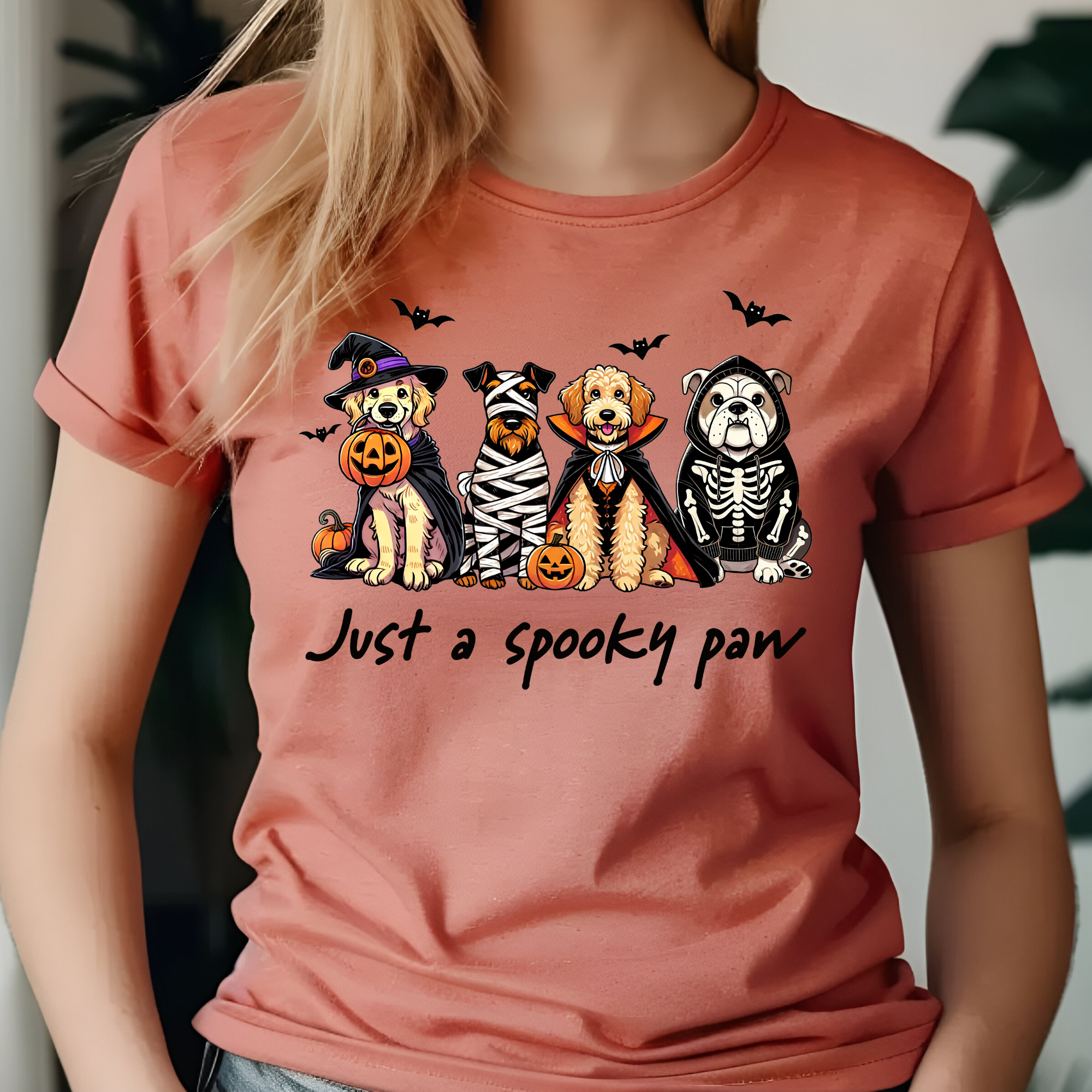 Spooky Paw on Clay Heather Tee