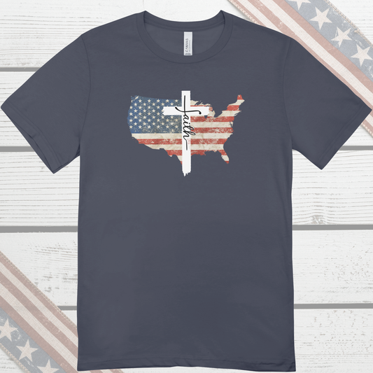 Faith aCross America on Regal Navy Heather Tee