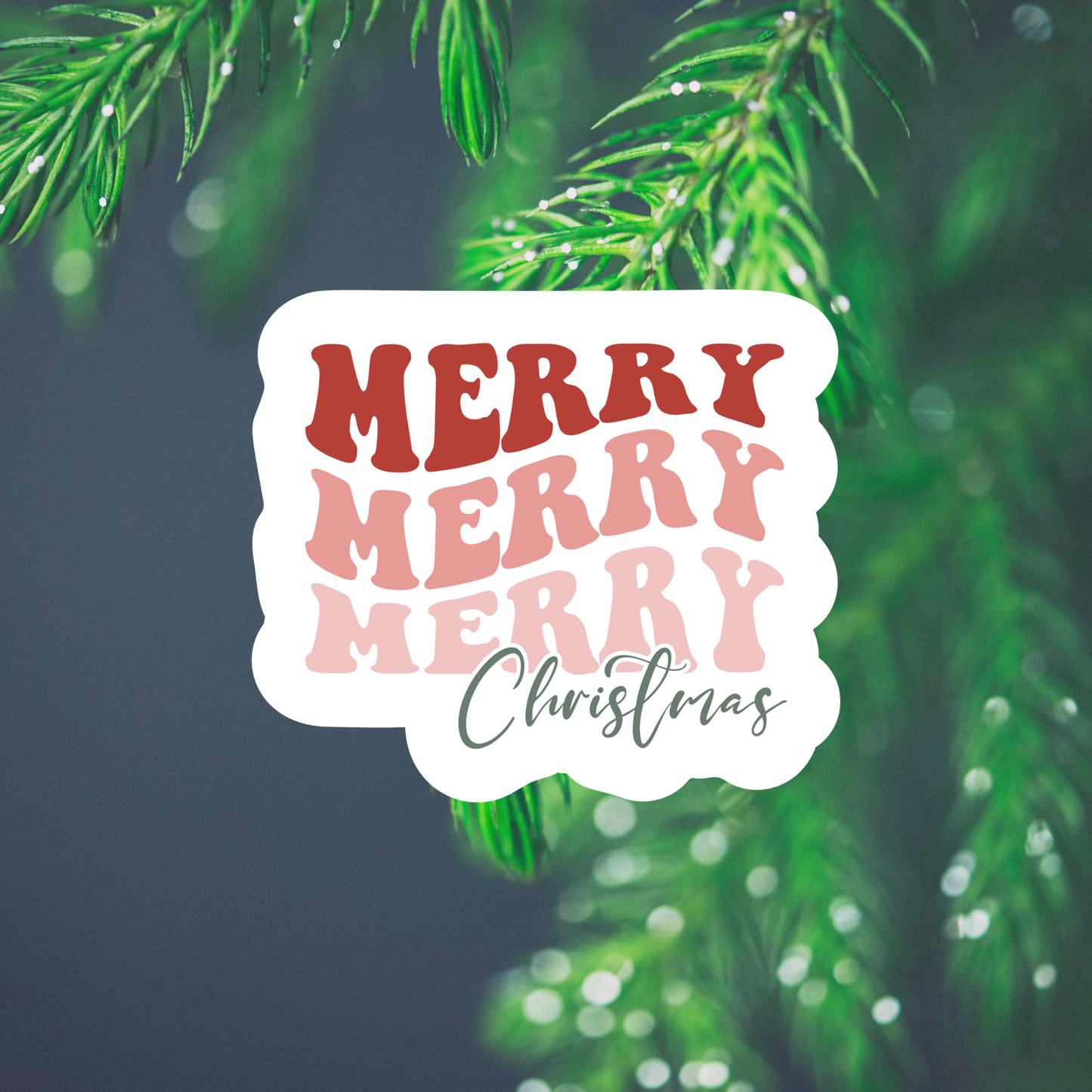 Merry Christmas Waterproof Vinyl Sticker