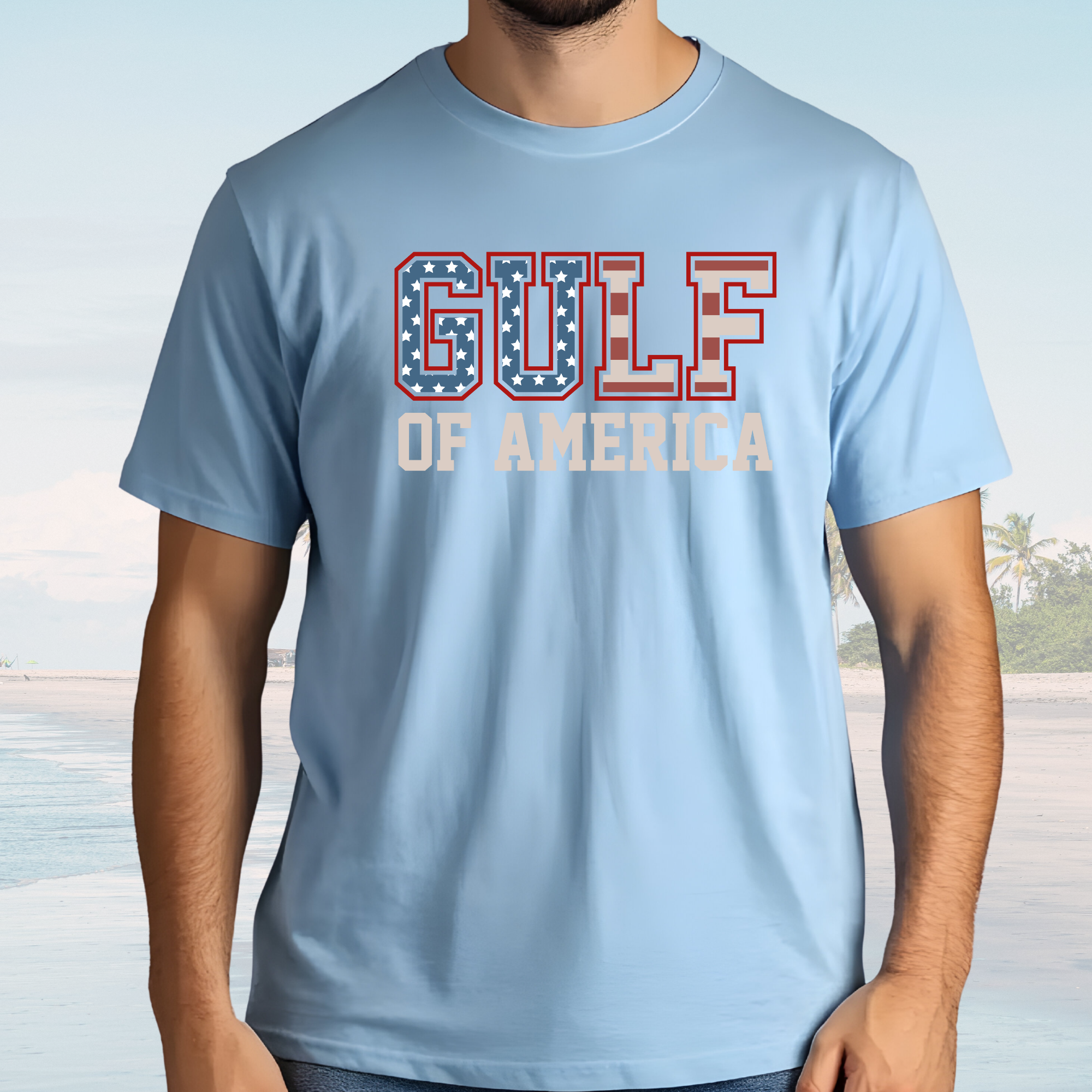 Gulf of America on Light Blue Tee