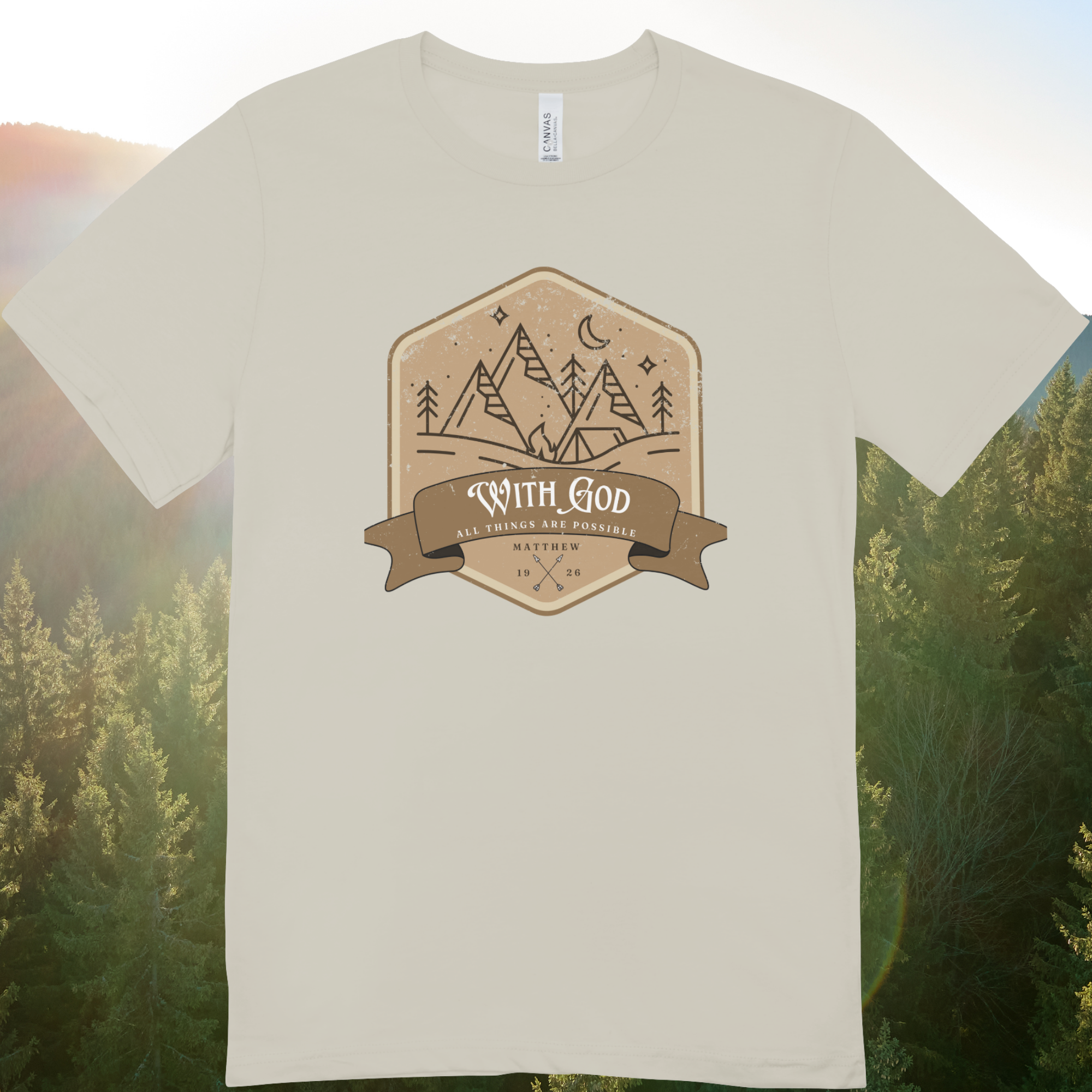 Matthew 19:26 on Oatmeal Heather Tee