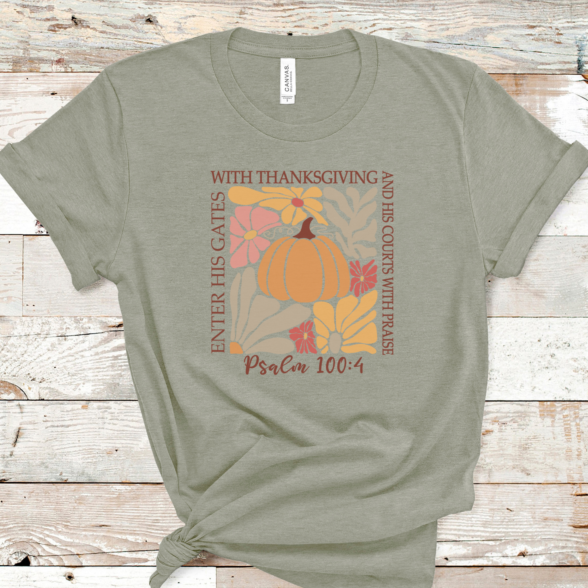 Psalm 100 on Sage Heather Tee