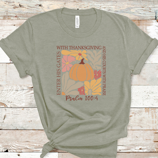 Psalm 100 on Sage Heather Tee