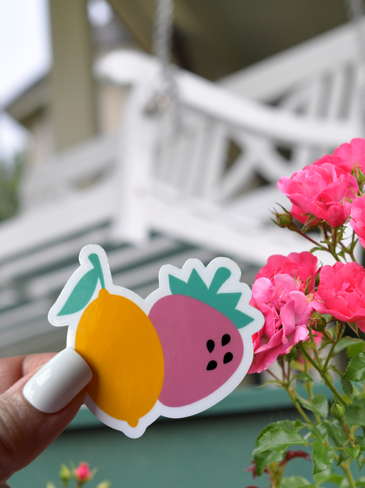 Lemon & Strawberry Waterproof Vinyl Sticker