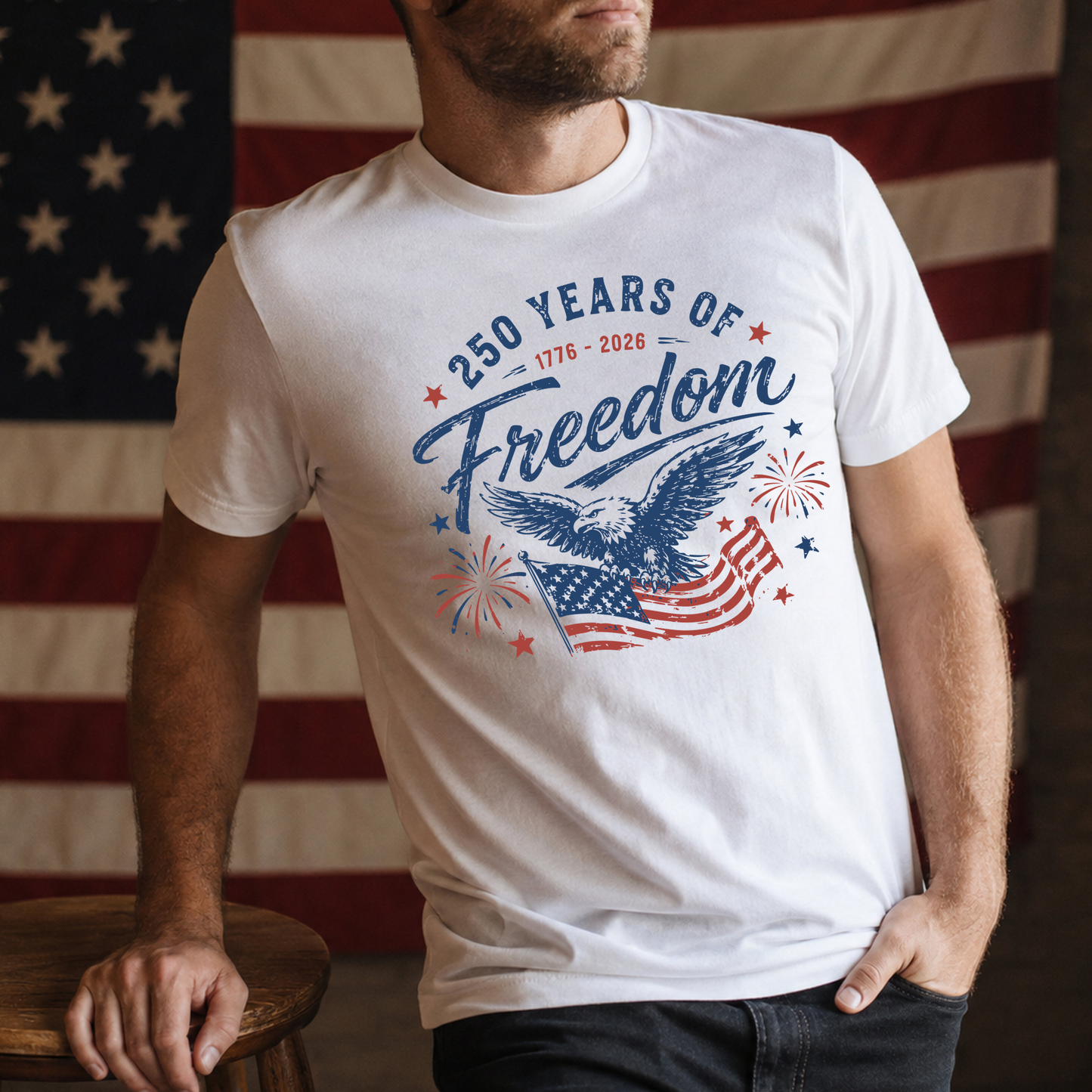 Freedom 250 on White Tee