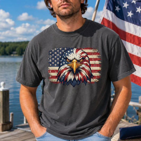 Eagle / Flag on Pepper Tee