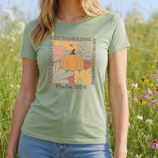Psalm 100 on Sage Heather Tee