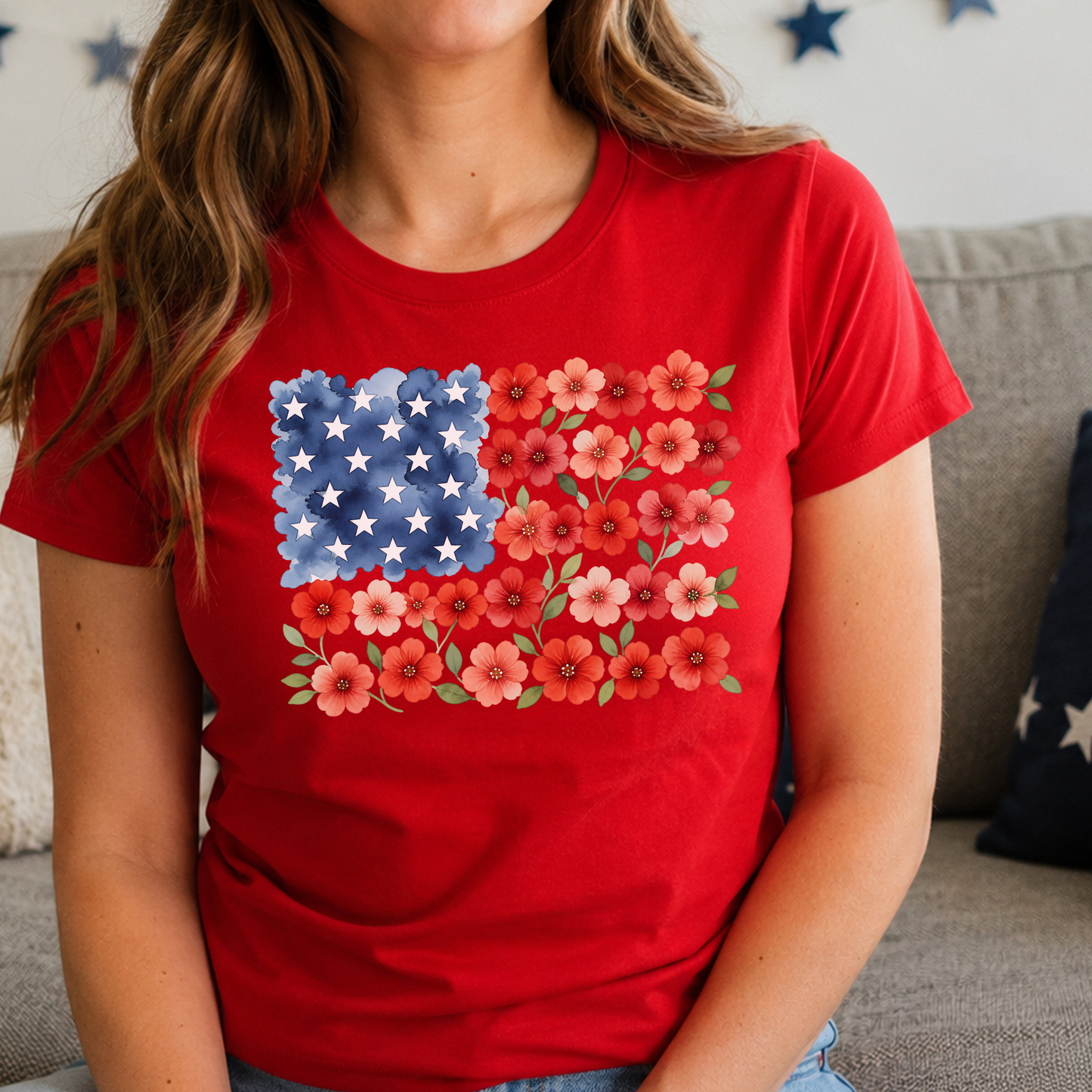 Flag on Red Tee