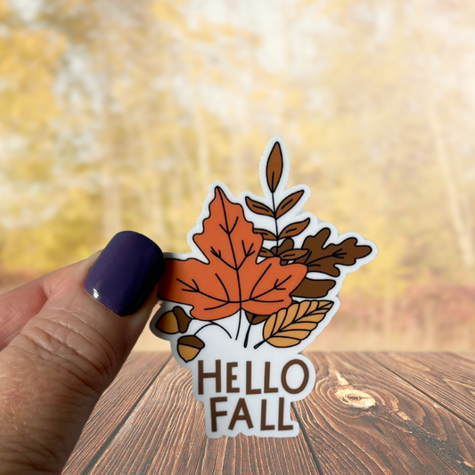 Hello Fall Waterproof Vinyl Sticker