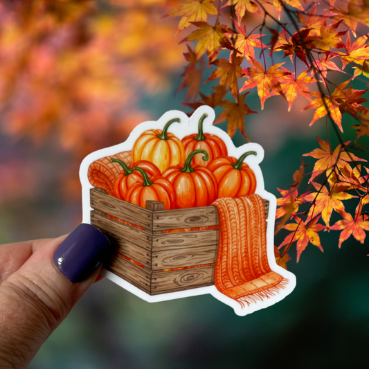 Crate of Pumpkins Waterproof Vinyl Sticker