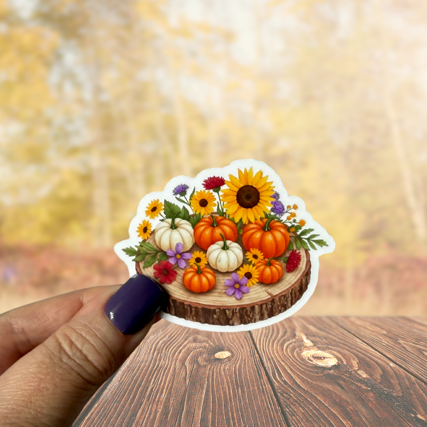 Pumpkins and Flowers Waterproof Vinyl Sticker